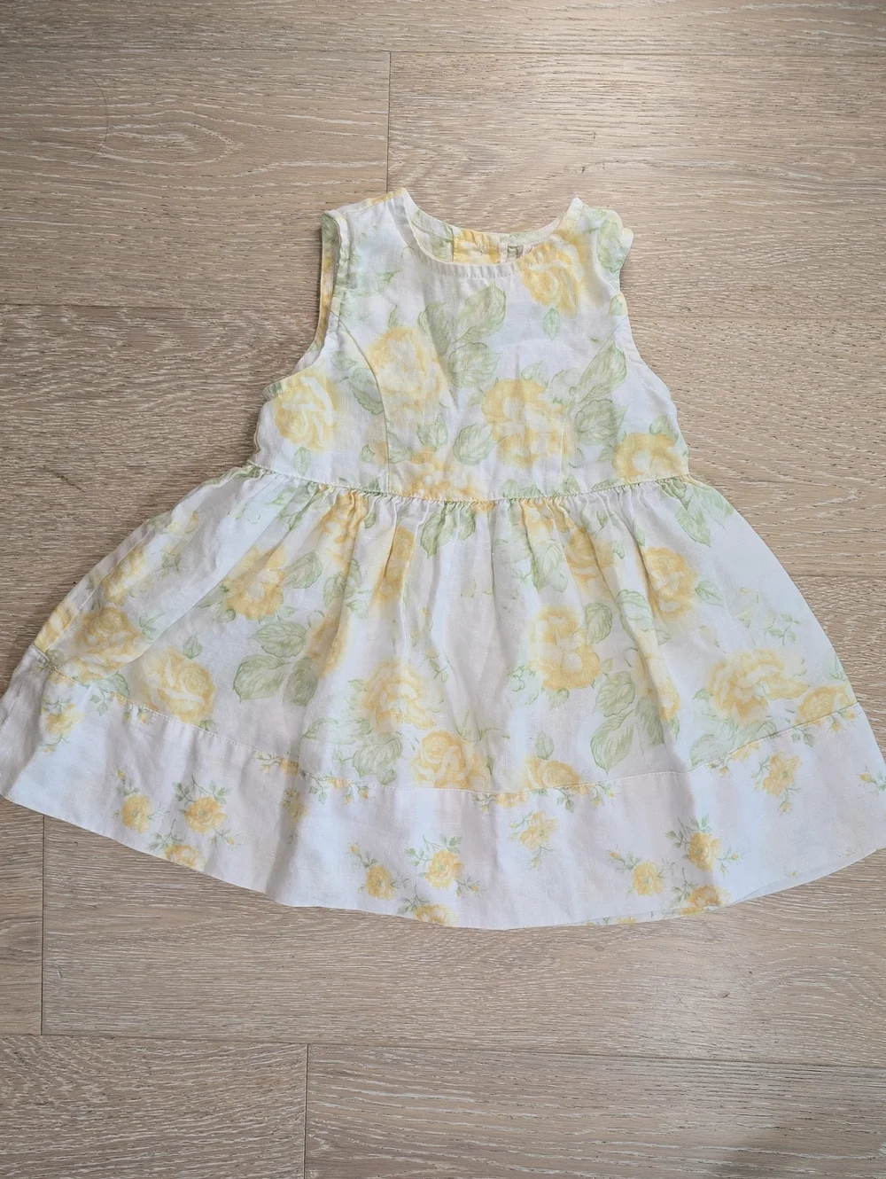Baby GAP Linen Dress 12-18 Mo. Yellow Floral